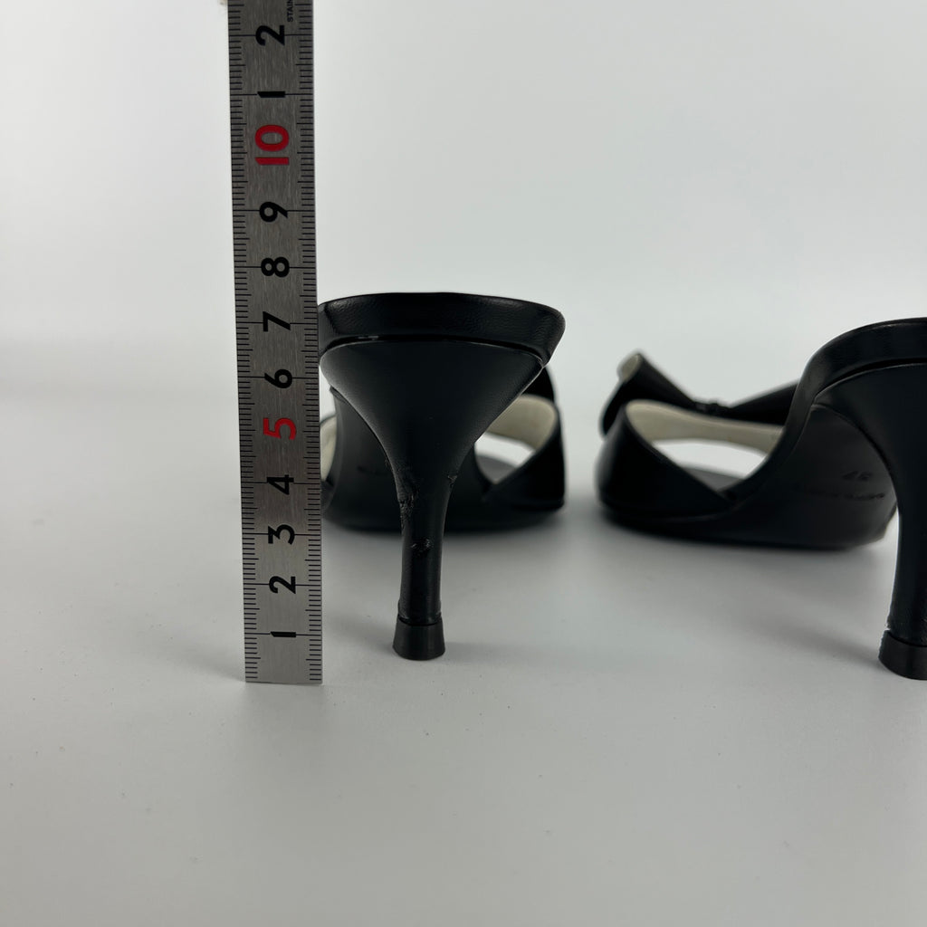Bruno Magli | Black Leather Bow Slide Mules (37)