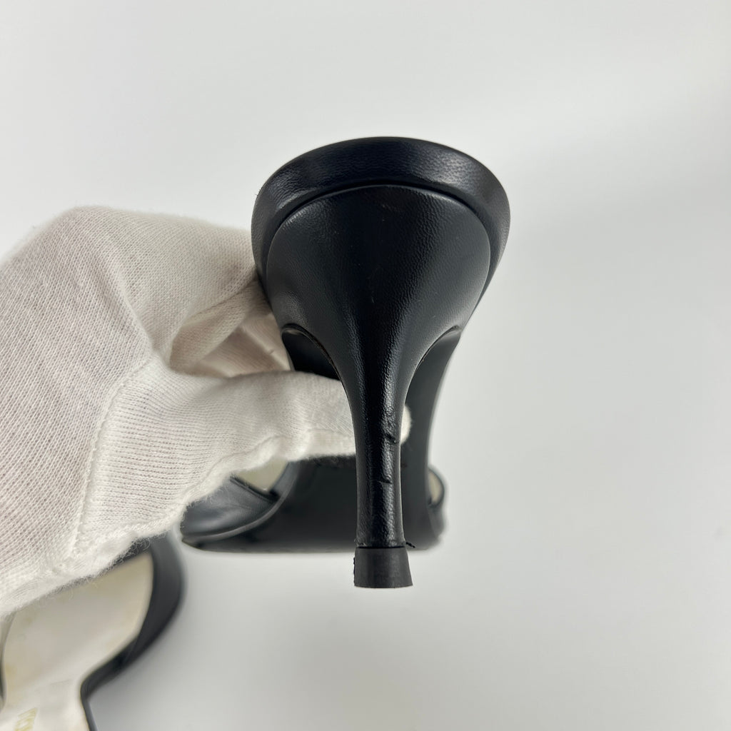 Bruno Magli | Black Leather Bow Slide Mules (37)