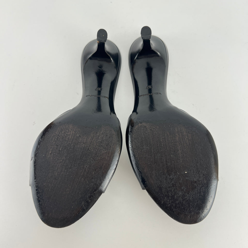 Bruno Magli | Black Leather Bow Slide Mules (37)