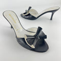 Bruno Magli | Black Leather Bow Slide Mules (37)