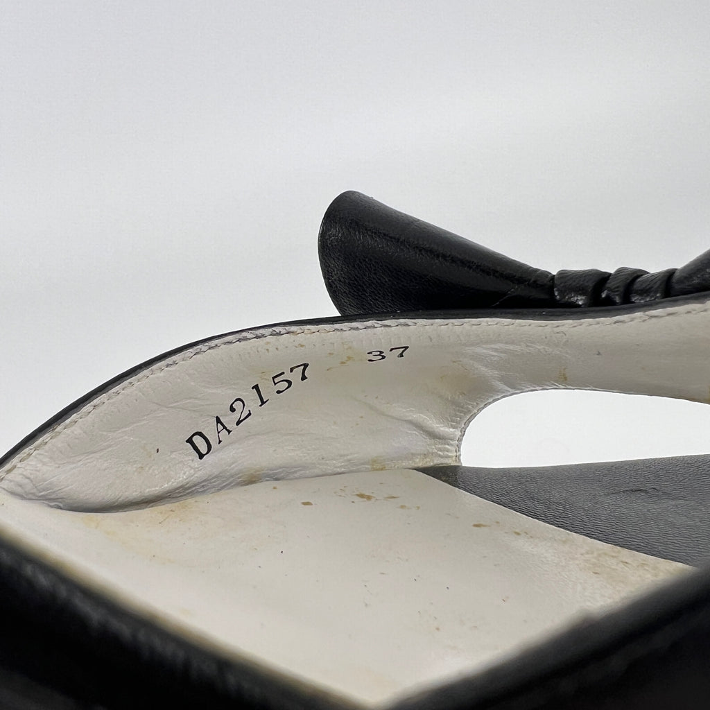 Bruno Magli | Black Leather Bow Slide Mules (37)