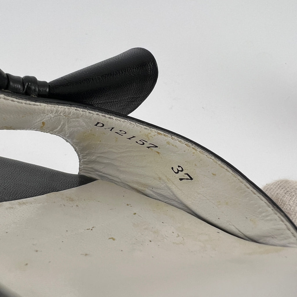 Bruno Magli | Black Leather Bow Slide Mules (37)