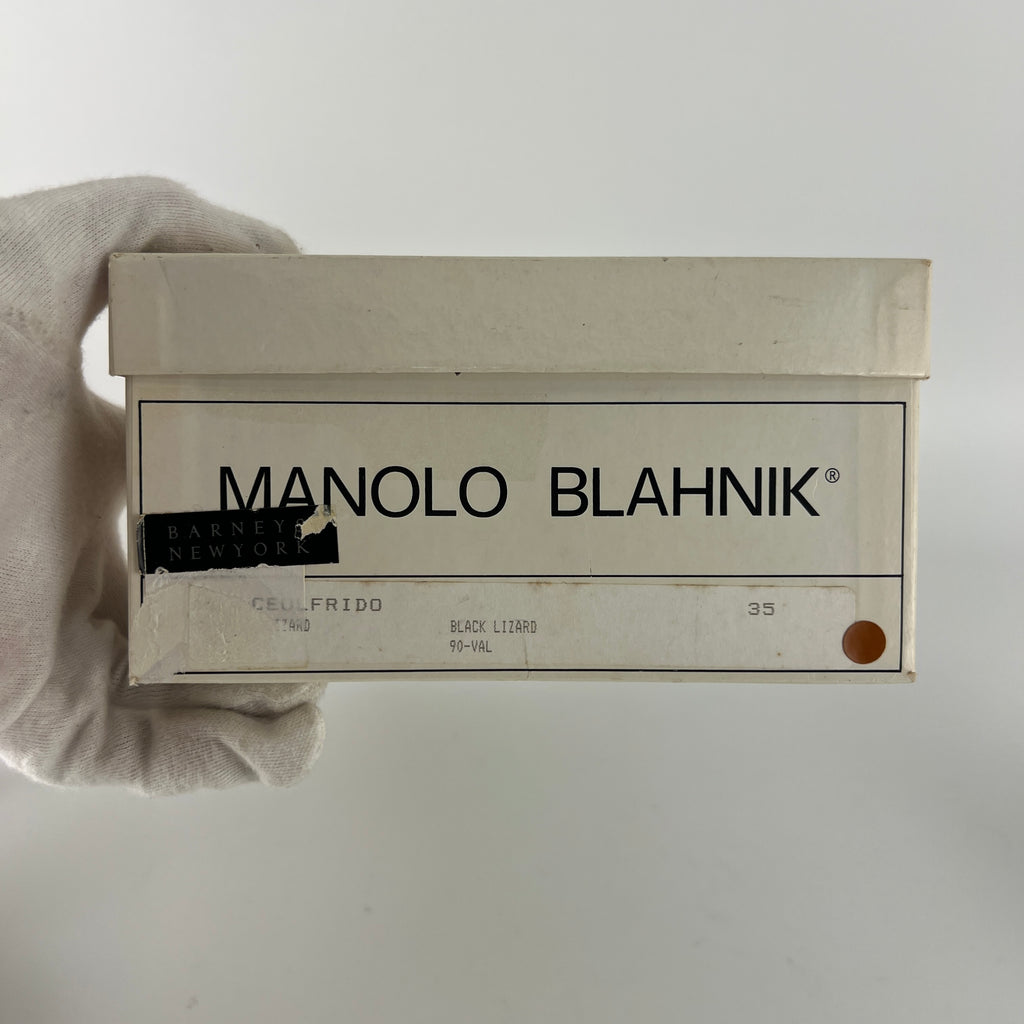 Manolo Blahnik | Vintage Ceolfrido Black Lizard Leather Pointed Toe D'Orsay (35)