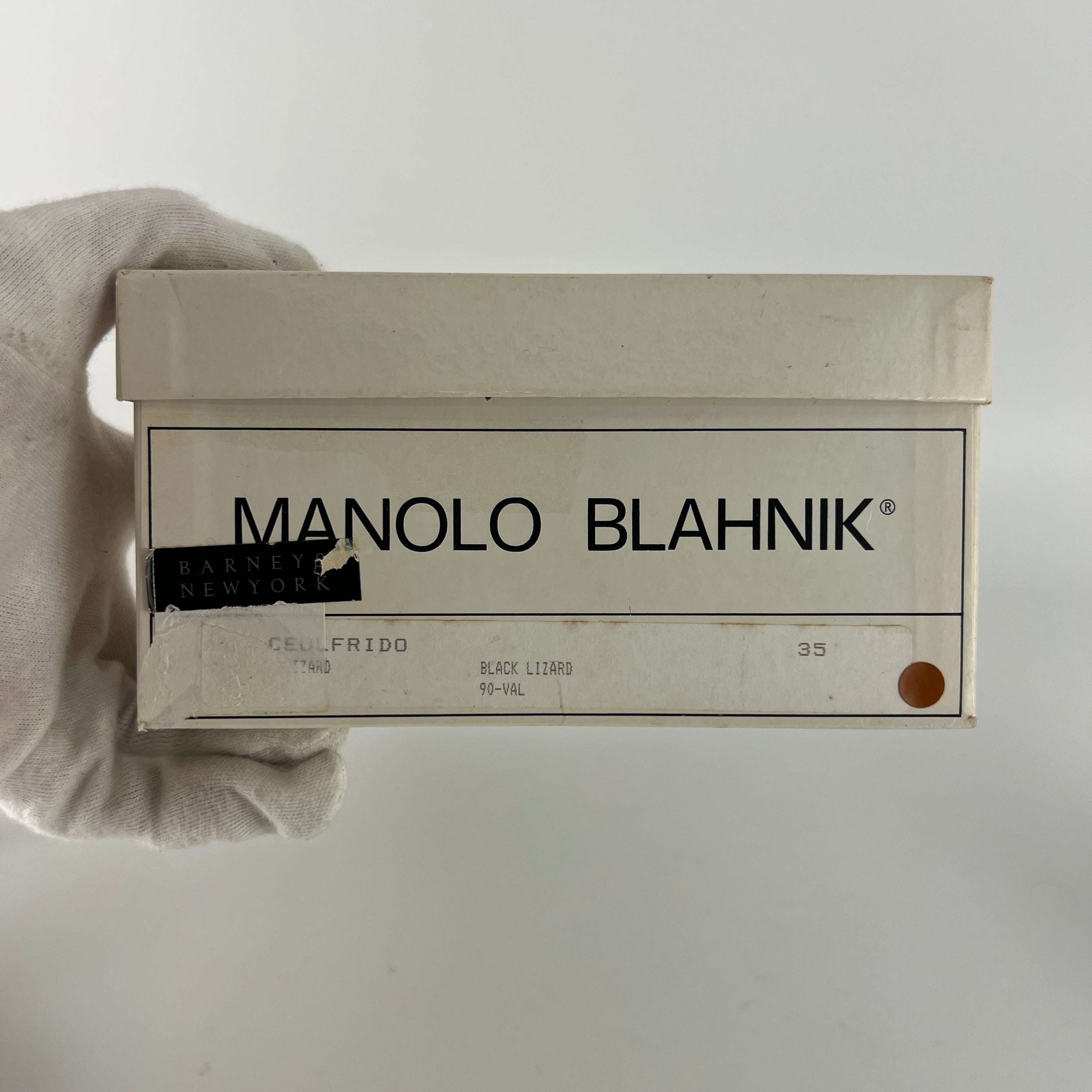 Manolo Blahnik | Vintage Ceolfrido Black Lizard Leather Pointed Toe D'Orsay (35)