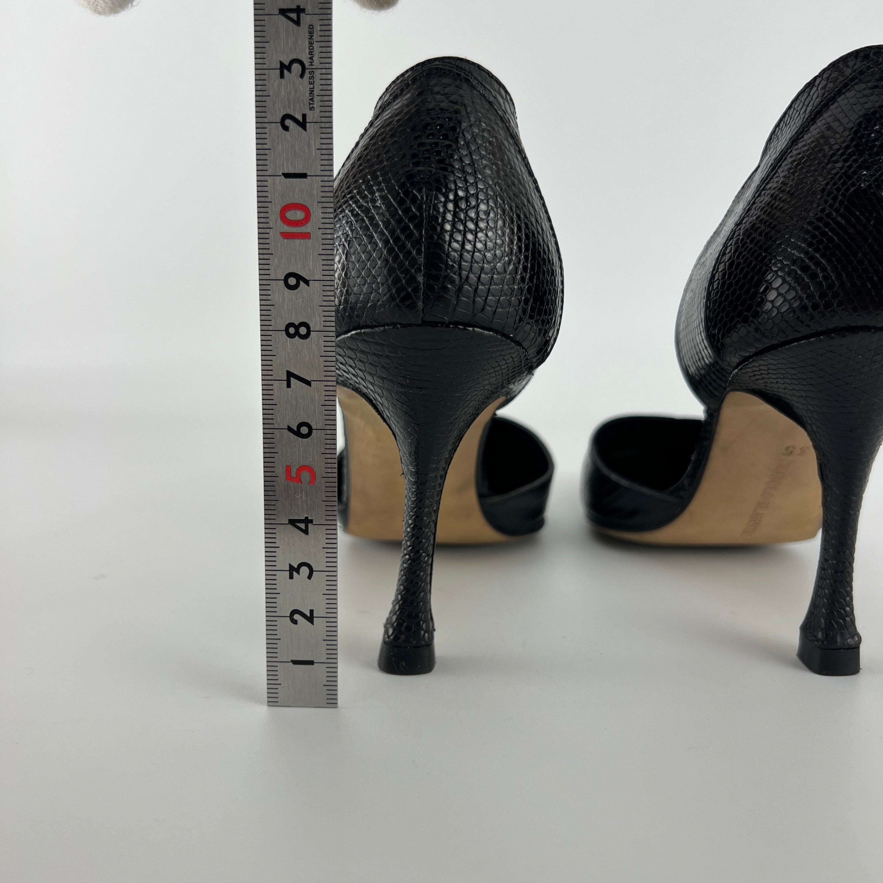 Manolo Blahnik | Vintage Ceolfrido Black Lizard Leather Pointed Toe D'Orsay (35)