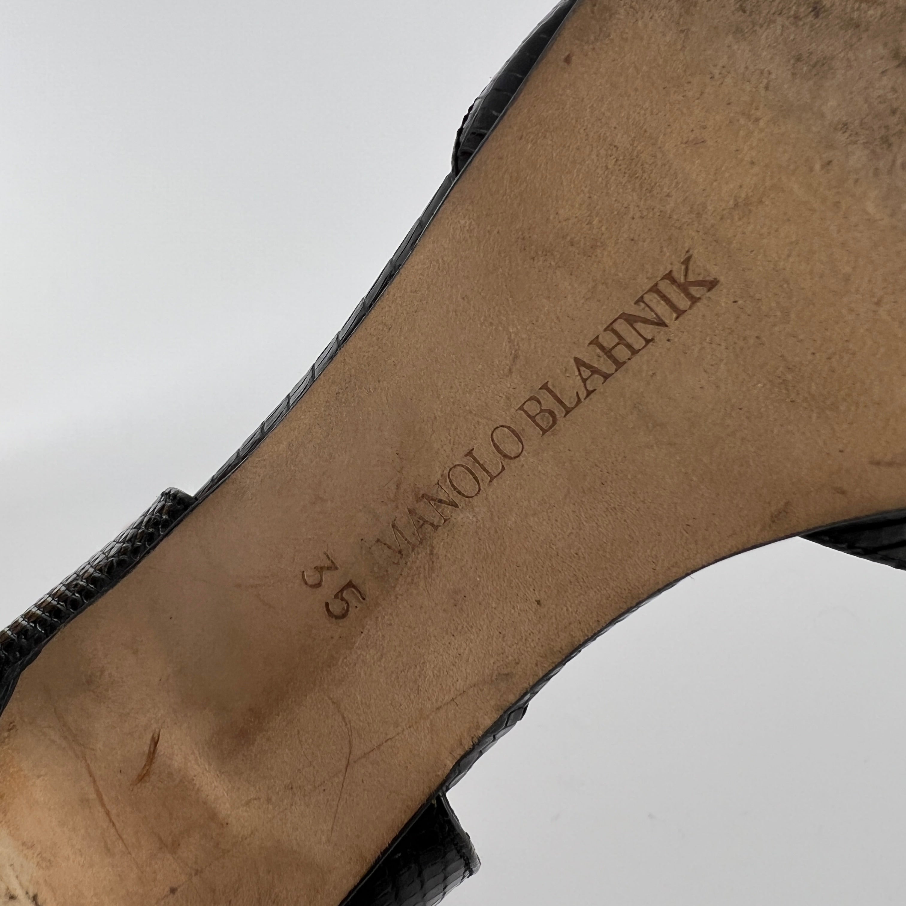 Manolo Blahnik | Vintage Ceolfrido Black Lizard Leather Pointed Toe D'Orsay (35)