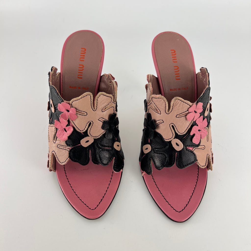 Miu Miu | Vintage Pink Flower Slide Mules (35.5)