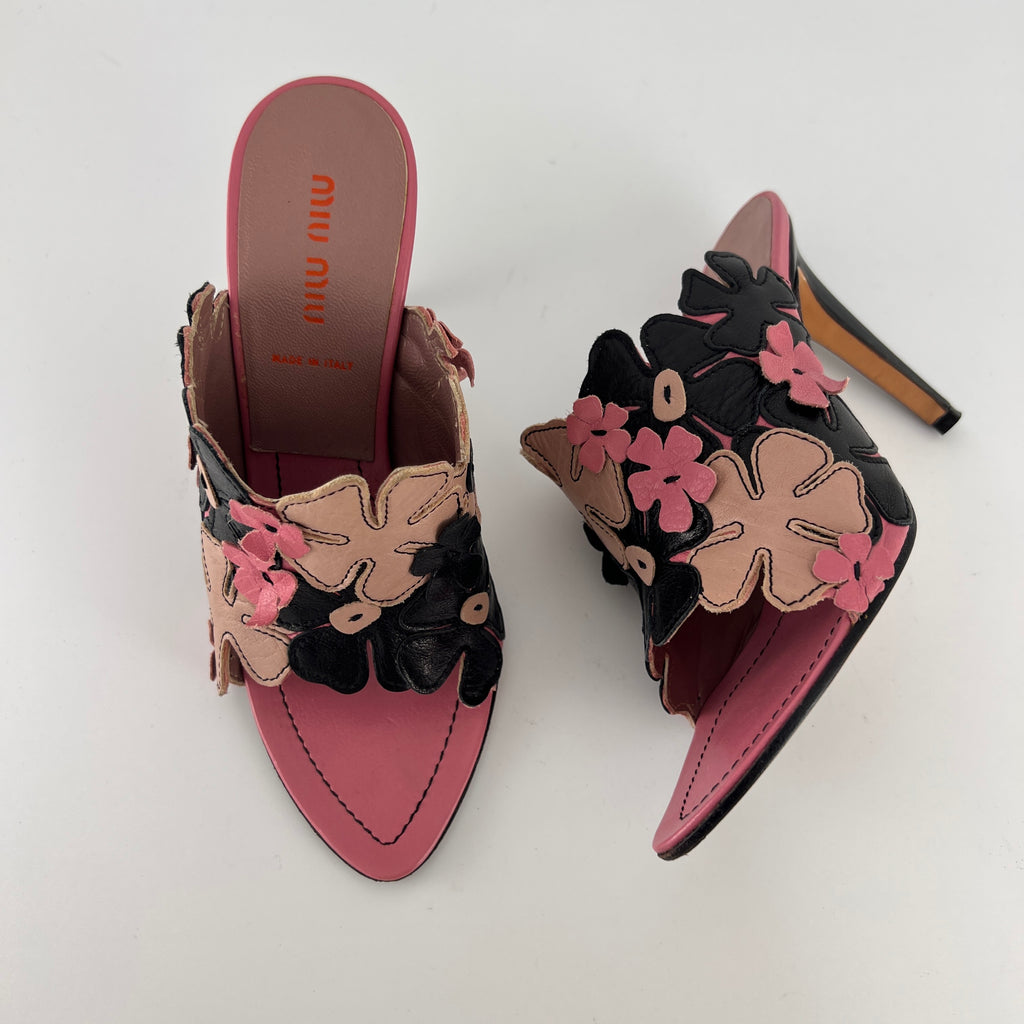 Miu Miu | Vintage Pink Flower Slide Mules (35.5)