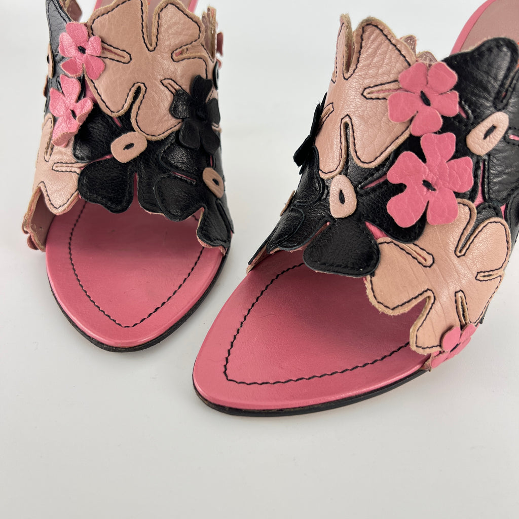 Miu Miu | Vintage Pink Flower Slide Mules (35.5)