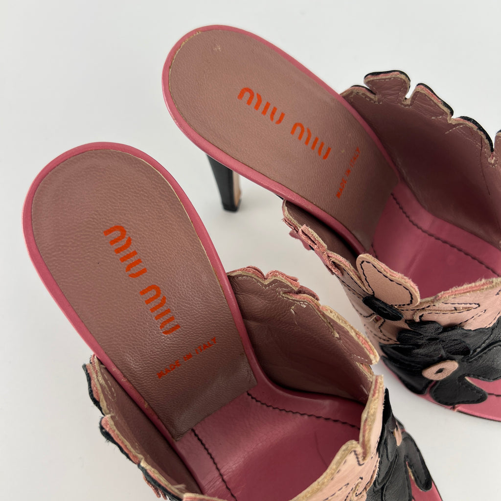 Miu Miu | Vintage Pink Flower Slide Mules (35.5)