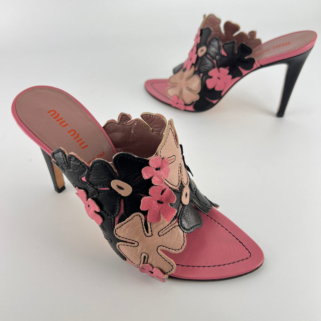 Miu Miu | Vintage Pink Flower Slide Mules (35.5)