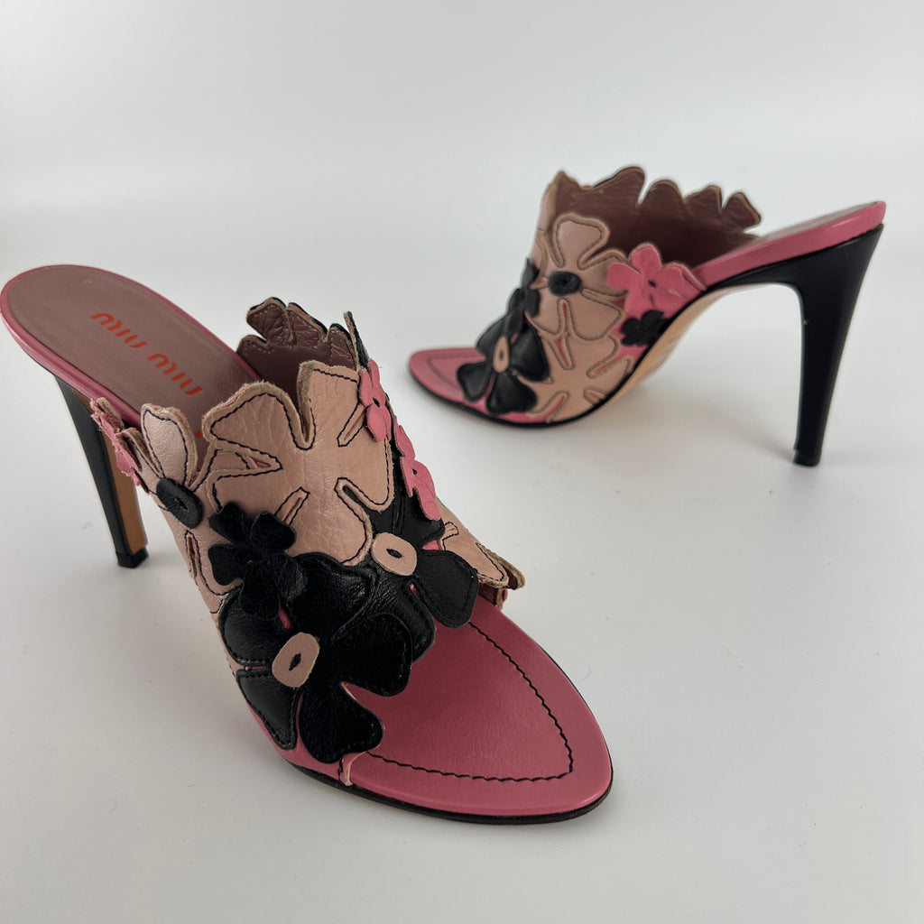 Miu Miu | Vintage Pink Flower Slide Mules (35.5)