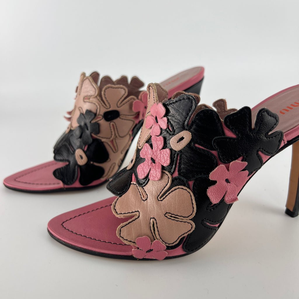 Miu Miu | Vintage Pink Flower Slide Mules (35.5)