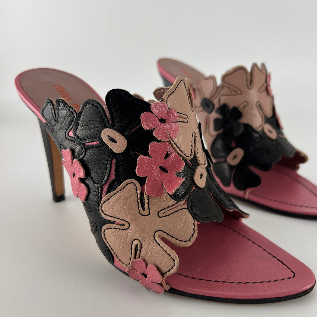Miu Miu | Vintage Pink Flower Slide Mules (35.5)