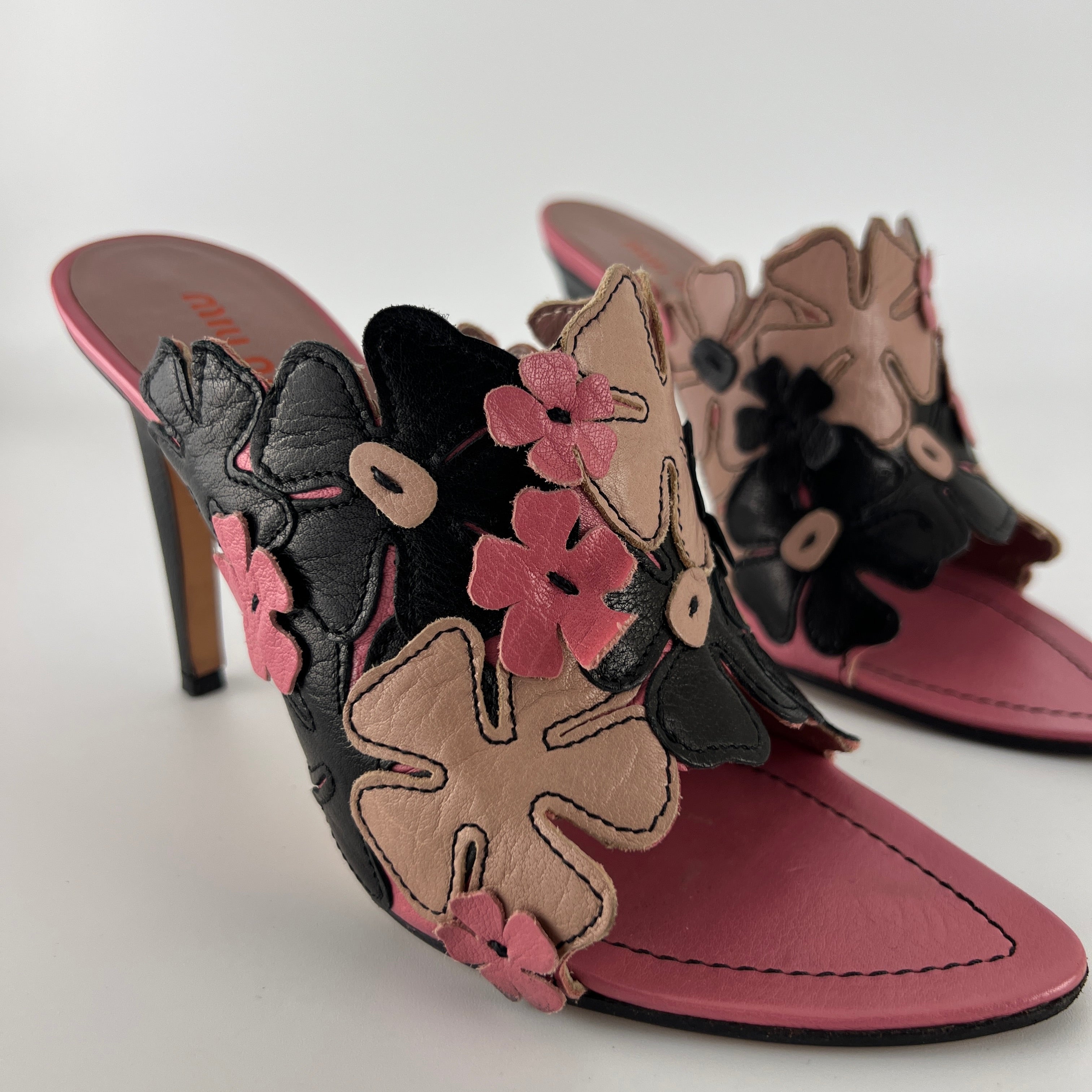 Miu Miu | Vintage Pink Flower Slide Mules (35.5)