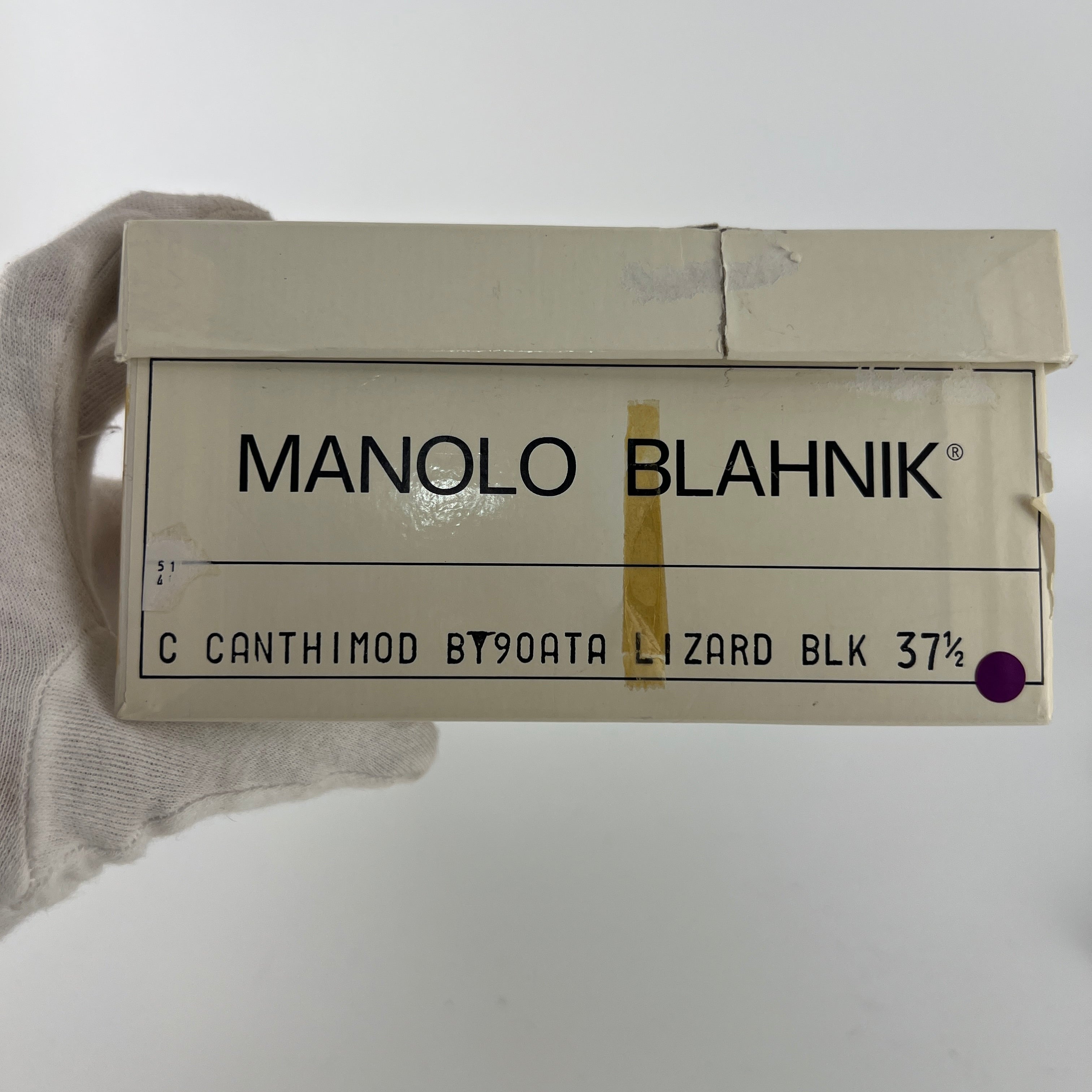 Manolo Blahnik | Vintage Canthimod Black Lizard Leather Pointed Toe Slingback Heels (37.5)