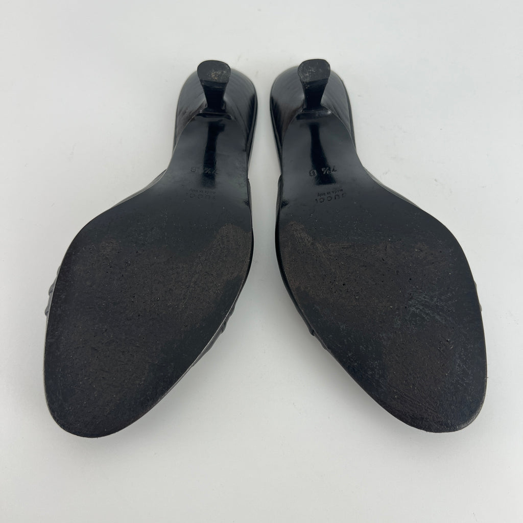 Gucci | Tom Ford Era Vintage Black Leather Ribbon Bow Slide Mules (37.5)
