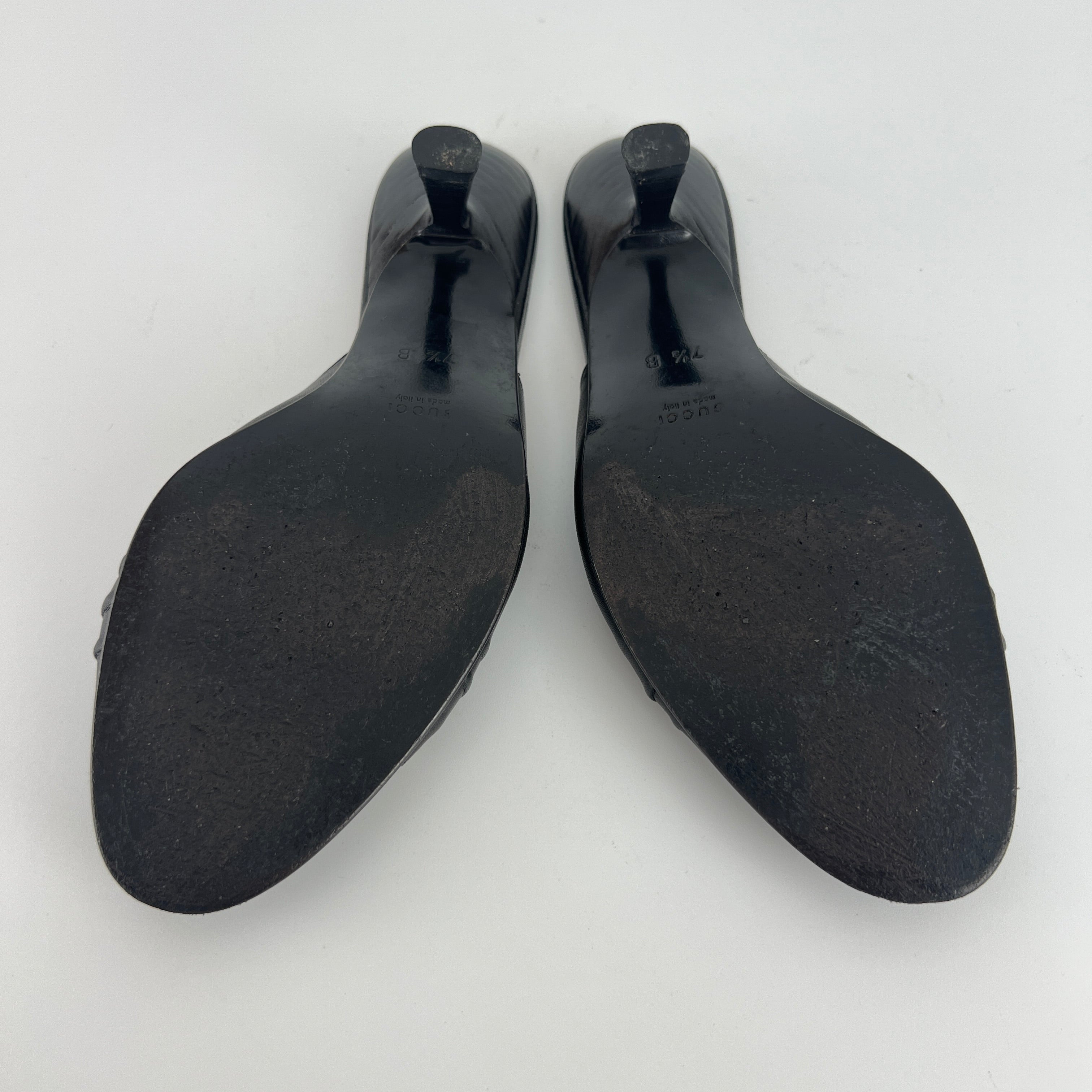 Gucci | Tom Ford Era Vintage Black Leather Ribbon Bow Slide Mules (37.5)