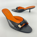 Gucci | Tom Ford Era Vintage Black Leather Ribbon Bow Slide Mules (37.5)