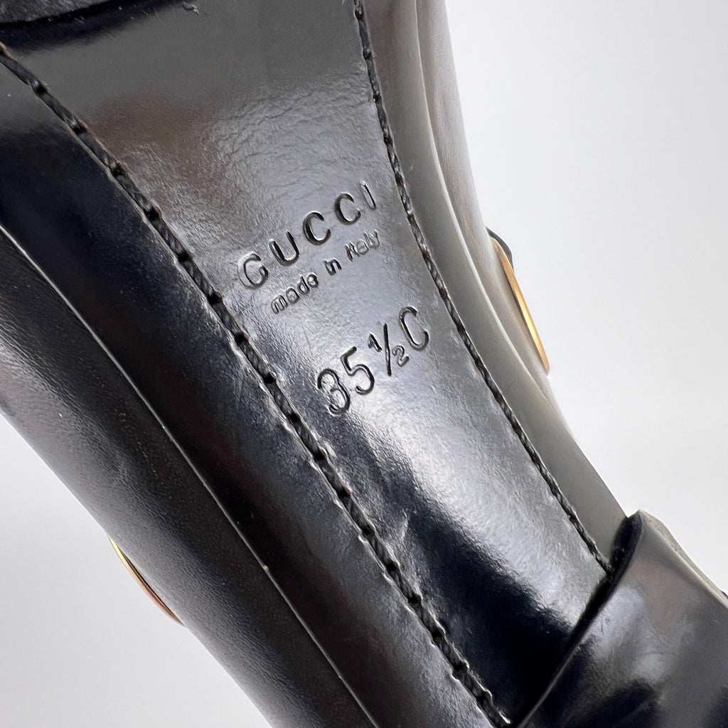 Gucci | Vintage Tom Ford Era Black Leather Strap Stud Heels Rare Archive (35.5)