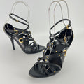 Gucci | Vintage Tom Ford Era Black Leather Strap Stud Heels Rare Archive (35.5)